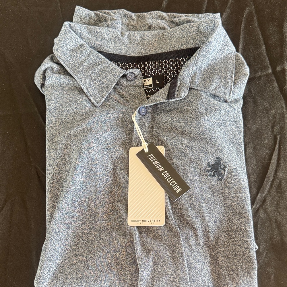 Rugby University Men's Heather Navy Polo - Premium Collection